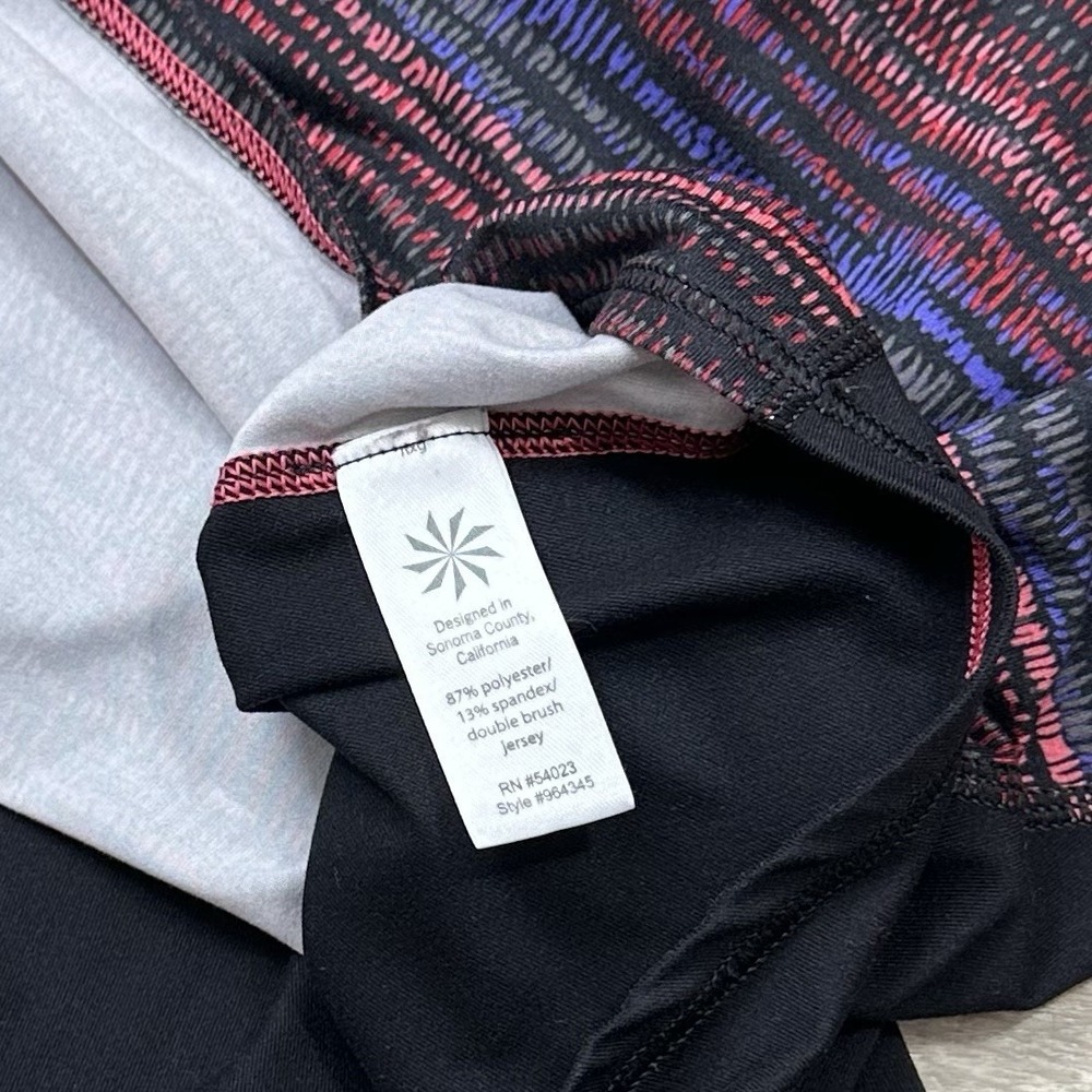 Athleta Black Pink Striped Tank Top Shirt Multicolor Stretch Scoop Neck Large - Picture 6 of 8